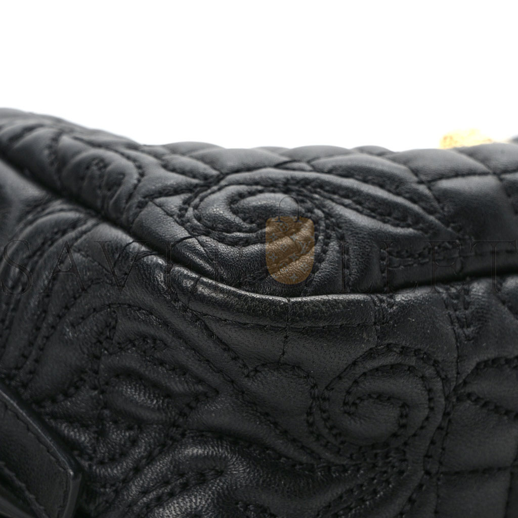 VERSACE NAPPA BAROCCO QUILTED VANITAS MEDEA BELT BAG BLACK  (20*10*5cm)