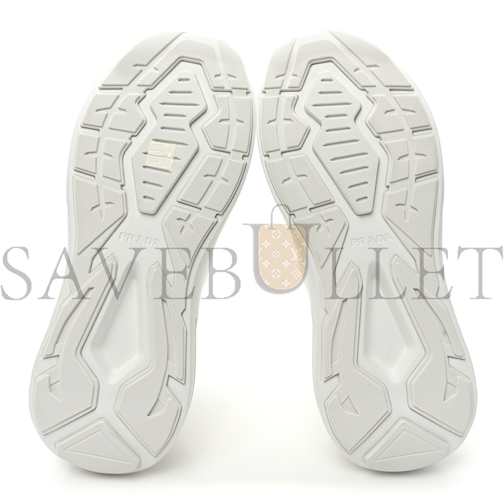 PRADA SPAZZOLATO ROIS BIKE FABRIC MENS SNEAKERS 10 WHITE