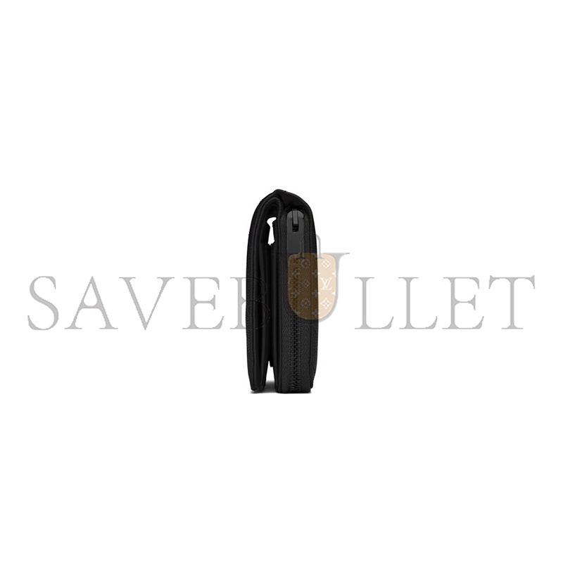 YSL CASSANDRE MATELASSÉ COMPACT ZIP AROUND WALLET IN GRAIN DE POUDRE LEATHER 668288BOW081000 (12*10*3cm)