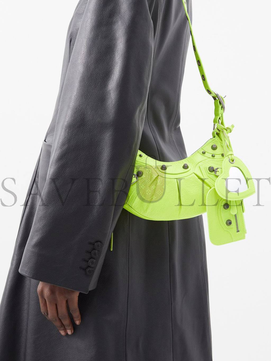 BALENCIAGA GREEN LE CAGOLE XS LEATHER SHOULDER BAG MATCHESFASHION US (25.6*11.4*7.3cm)