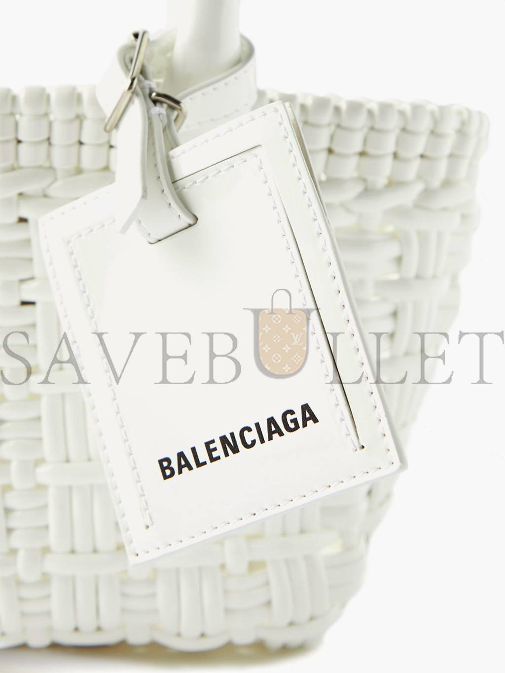 BALENCIAGA WHITE BISTRO XXS WOVEN FAUX-LEATHER BASKET BAG MATCHESFASHION US (25.4*14.9*8.6cm)