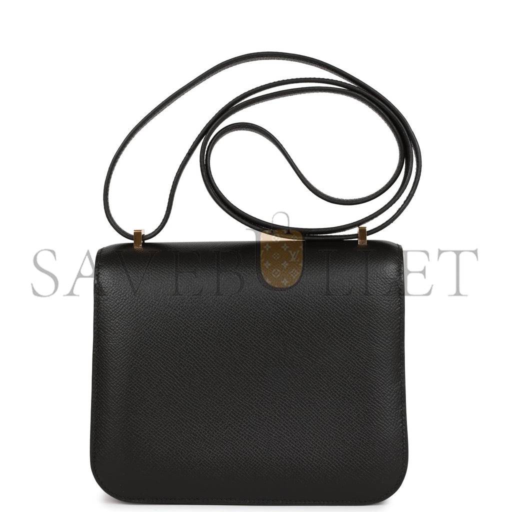 HERMES CONSTANCE 18 BLACK EPSOM GOLD HARDWARE (18cm)