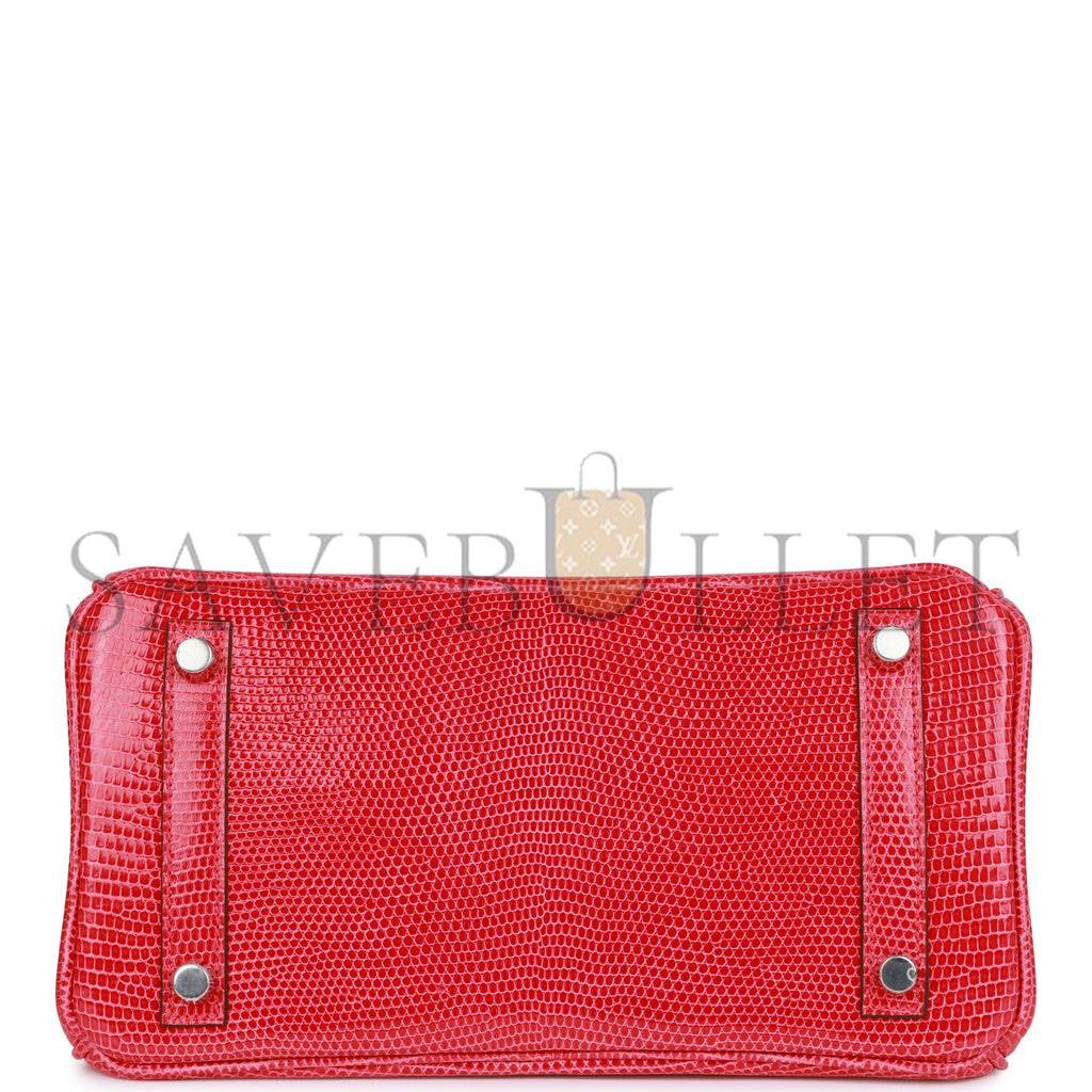 HERMES BIRKIN 25 ROSE EXTREME LIZARD  PALLADIUM HARDWARE (25*19*12cm)