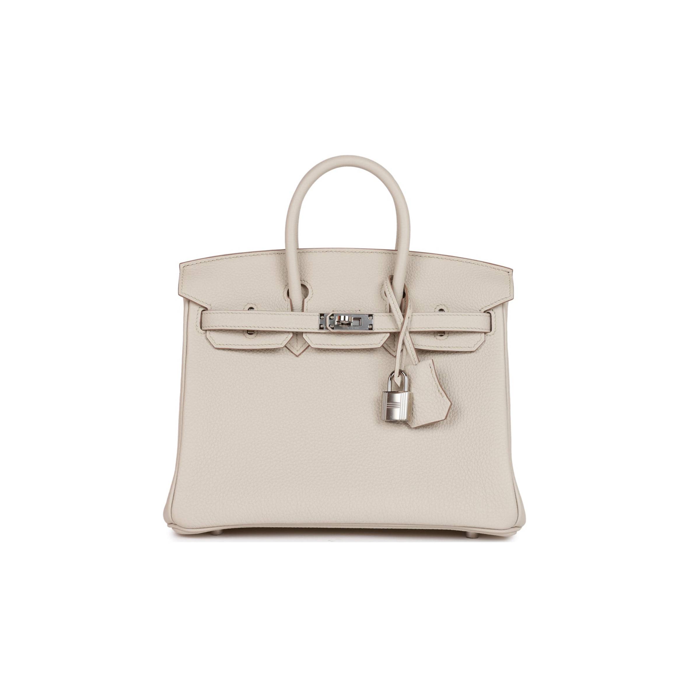 HERMES BIRKIN 25 BETON TOGO PALLADIUM HARDWARE HANDMADE (25*19*12cm)