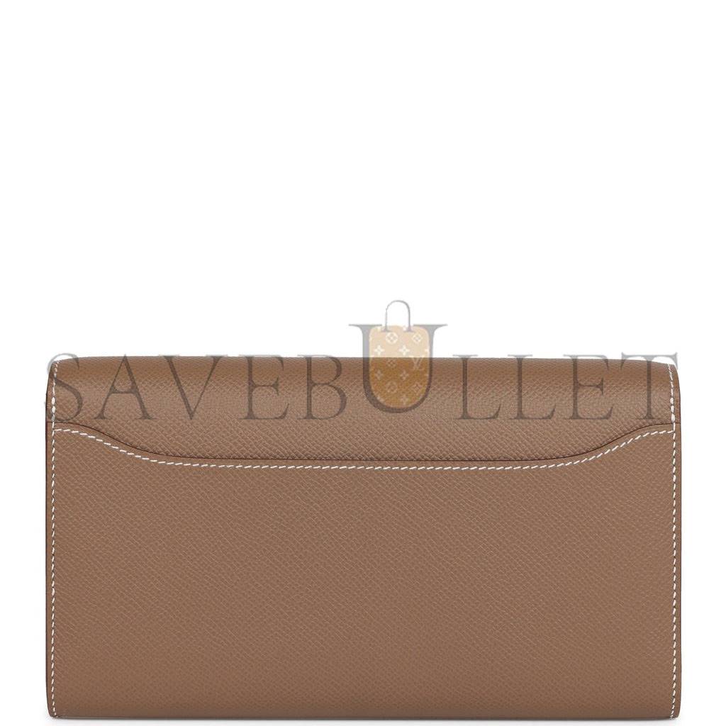 HERMES CONSTANCE WALLET TO GO ETOUPE EPSOM GOLD HARDWARE (22*11cm)