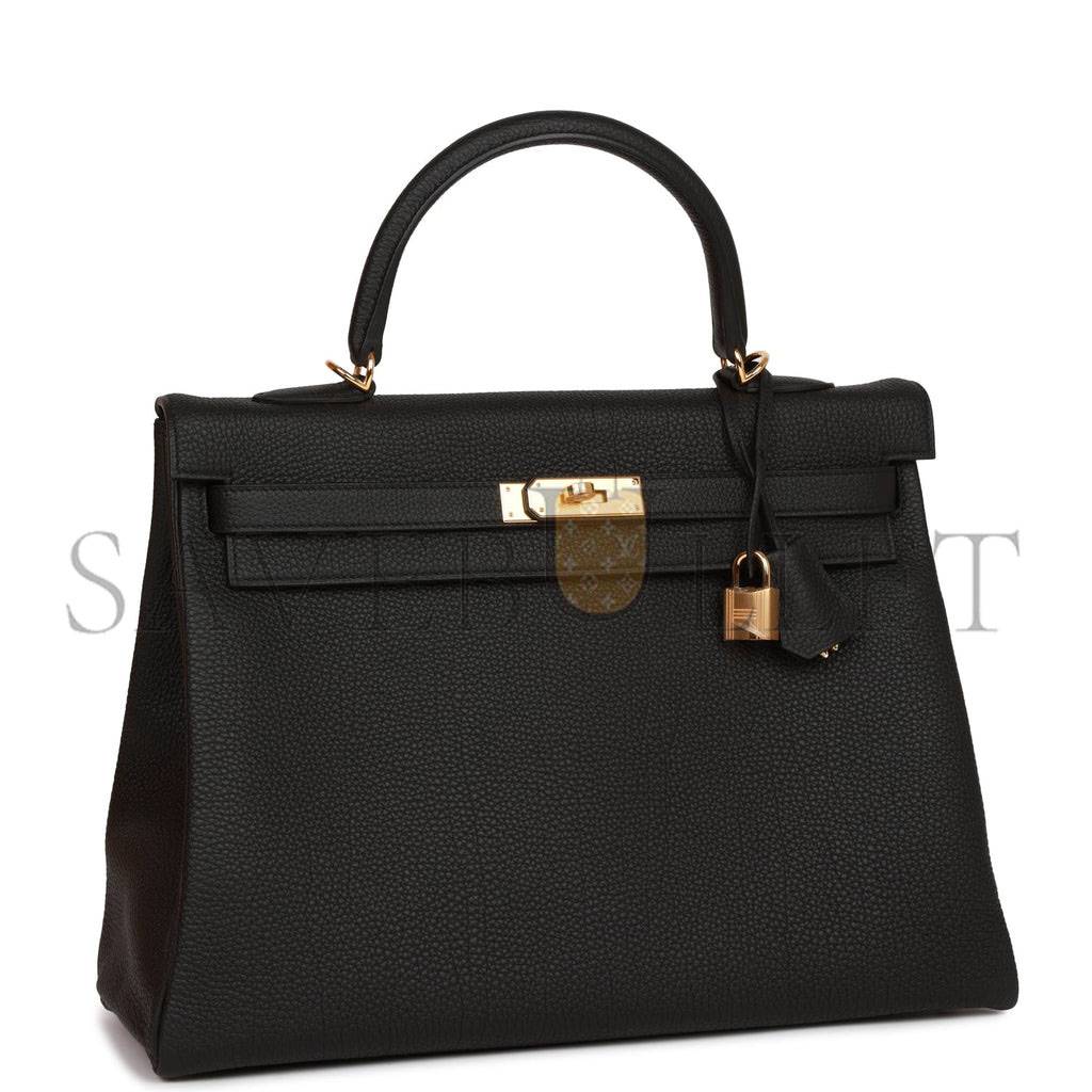 HERMES KELLY RETOURNE 35 BLACK TOGO GOLD HARDWARE (35*24*12cm)