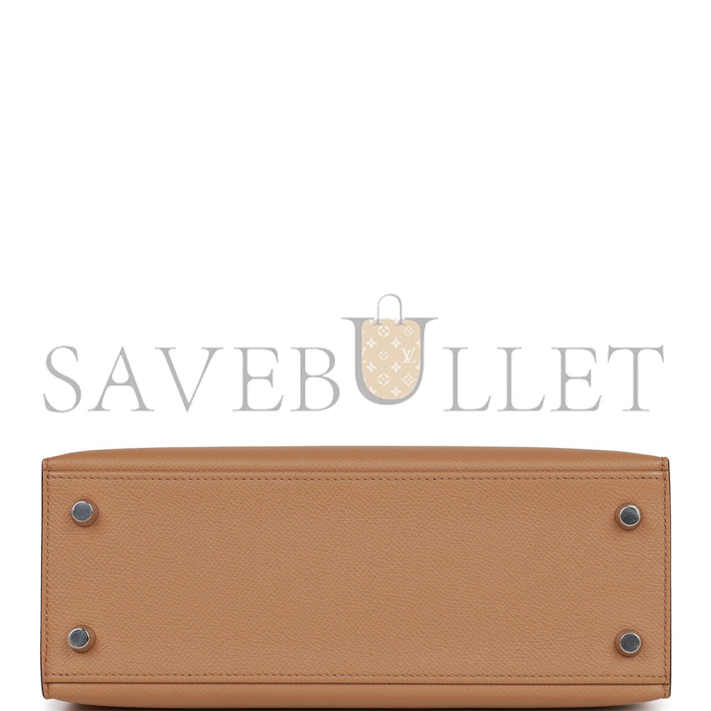 HERMES KELLY SELLIER 25 TRI-COLOR CHAI, LIME AND MAUVE SYLVESTRE EPSOM PALLADIUM HARDWARE(25*17*7cm)