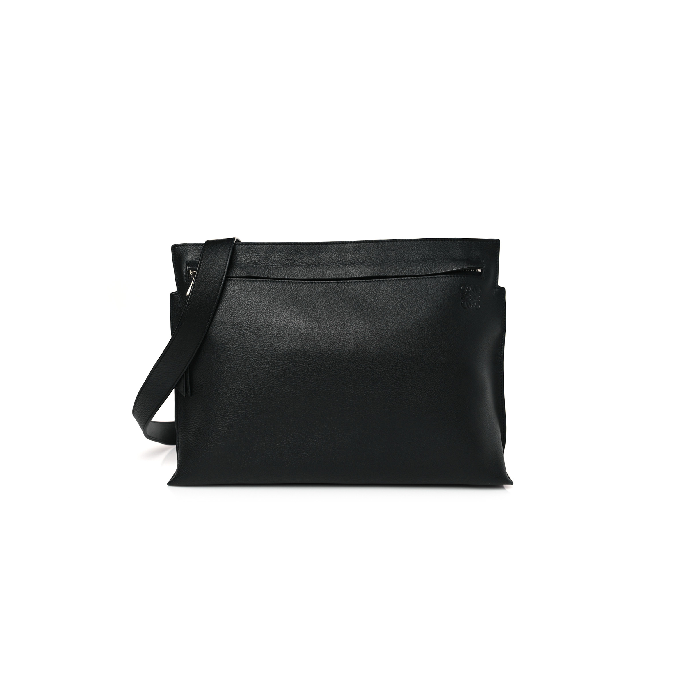 LOEWE SOFT GRAINED CALFSKIN MEDIUM T MESSENGER BAG BLACK (35*26*8cm)