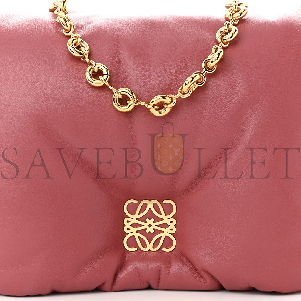 LOEWE LAMBSKIN GOYA PUFFER BAG PLUMROSE (23*18*5cm)