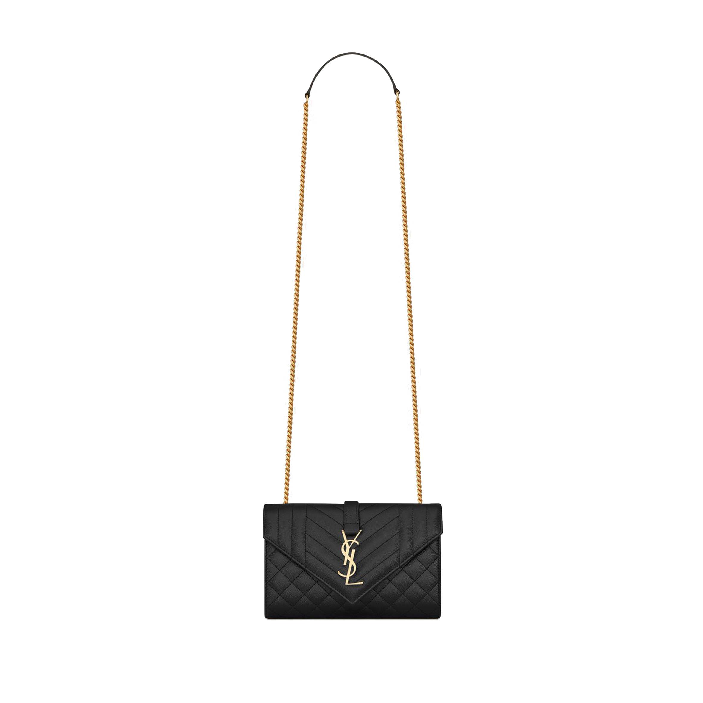 YSL ENVELOPE SMALL BAG IN MIX MATELASS&EACUTE; GRAIN DE POUDRE EMBOSSED LEAT 600195BOW911000 (21*13*6cm)