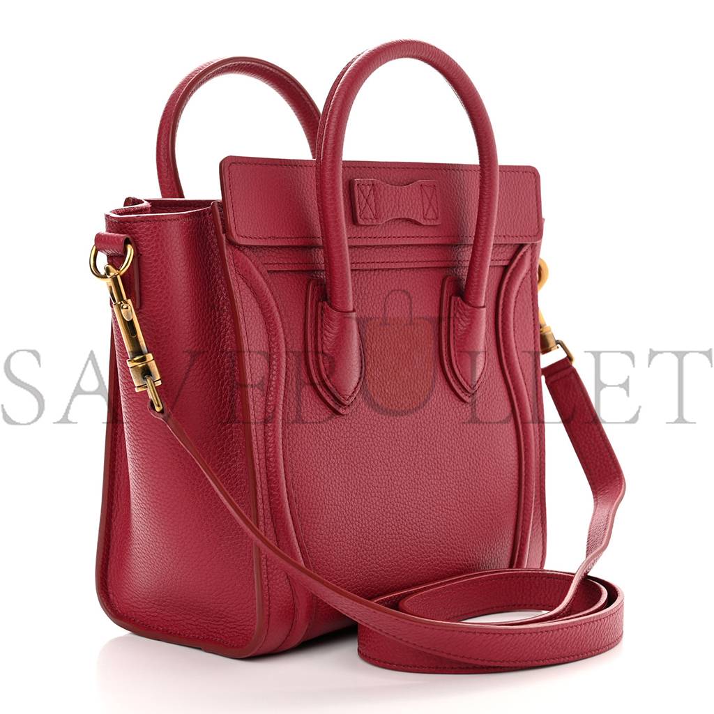 CELINE DRUMMED CALFSKIN NANO LUGGAGE RASBERRY (20*20*10cm)