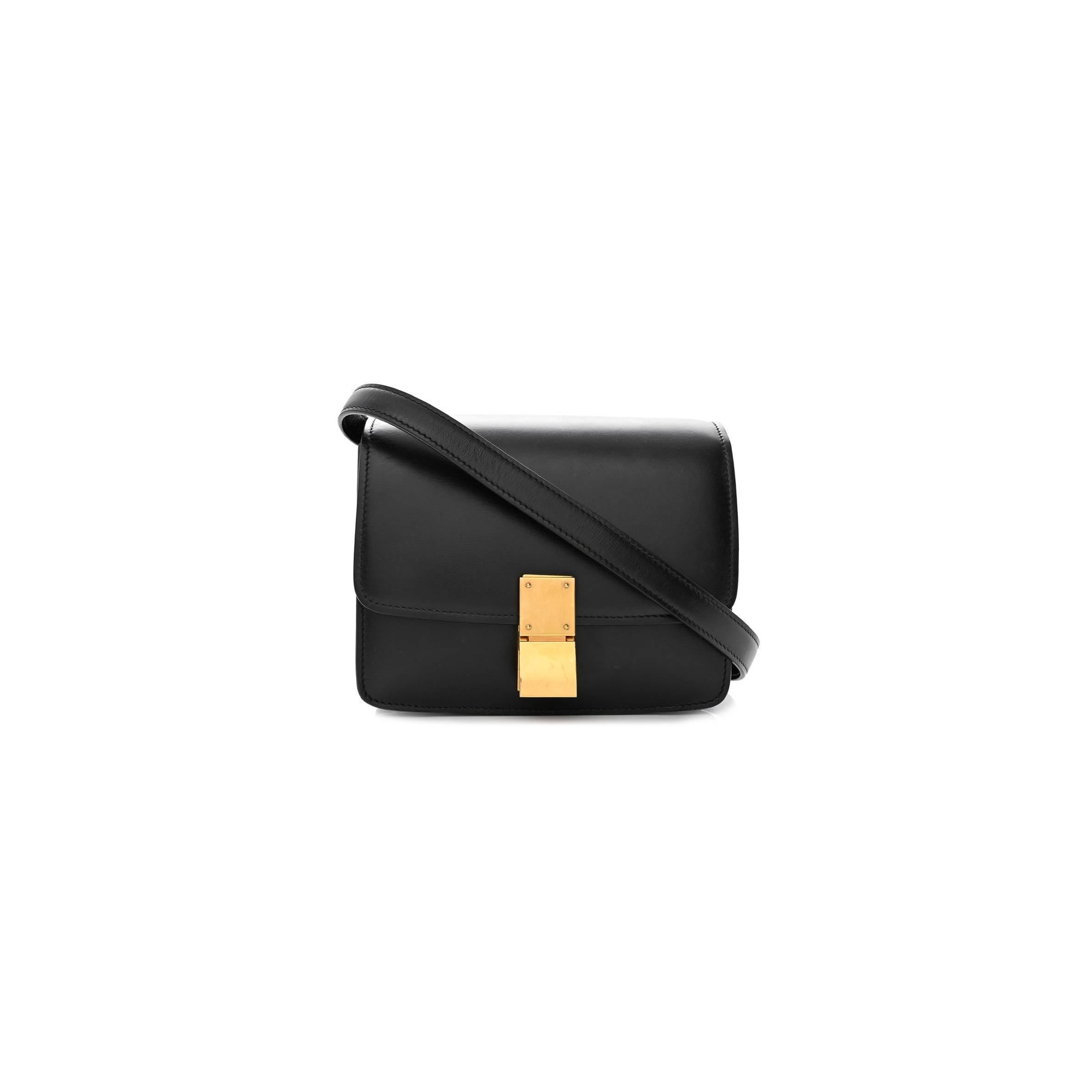 CELINE BOX CALFSKIN SMALL CLASSIC BOX FLAP BAG BLACK (17*13*8cm)