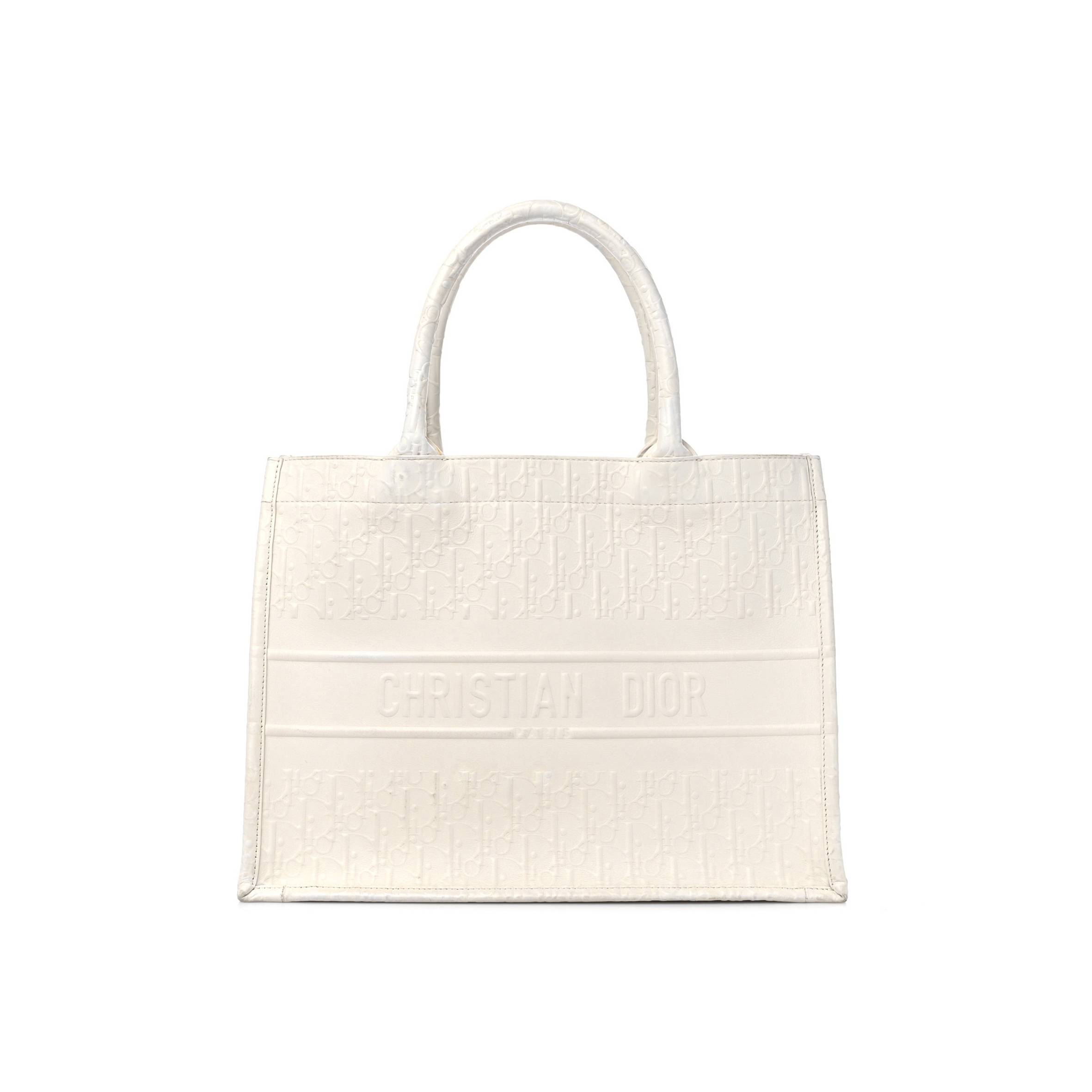 DIOR OBLIQUE CALFSKIN EMBOSSED MEDIUM BOOK TOTE IVORY (36*27*17.1cm)