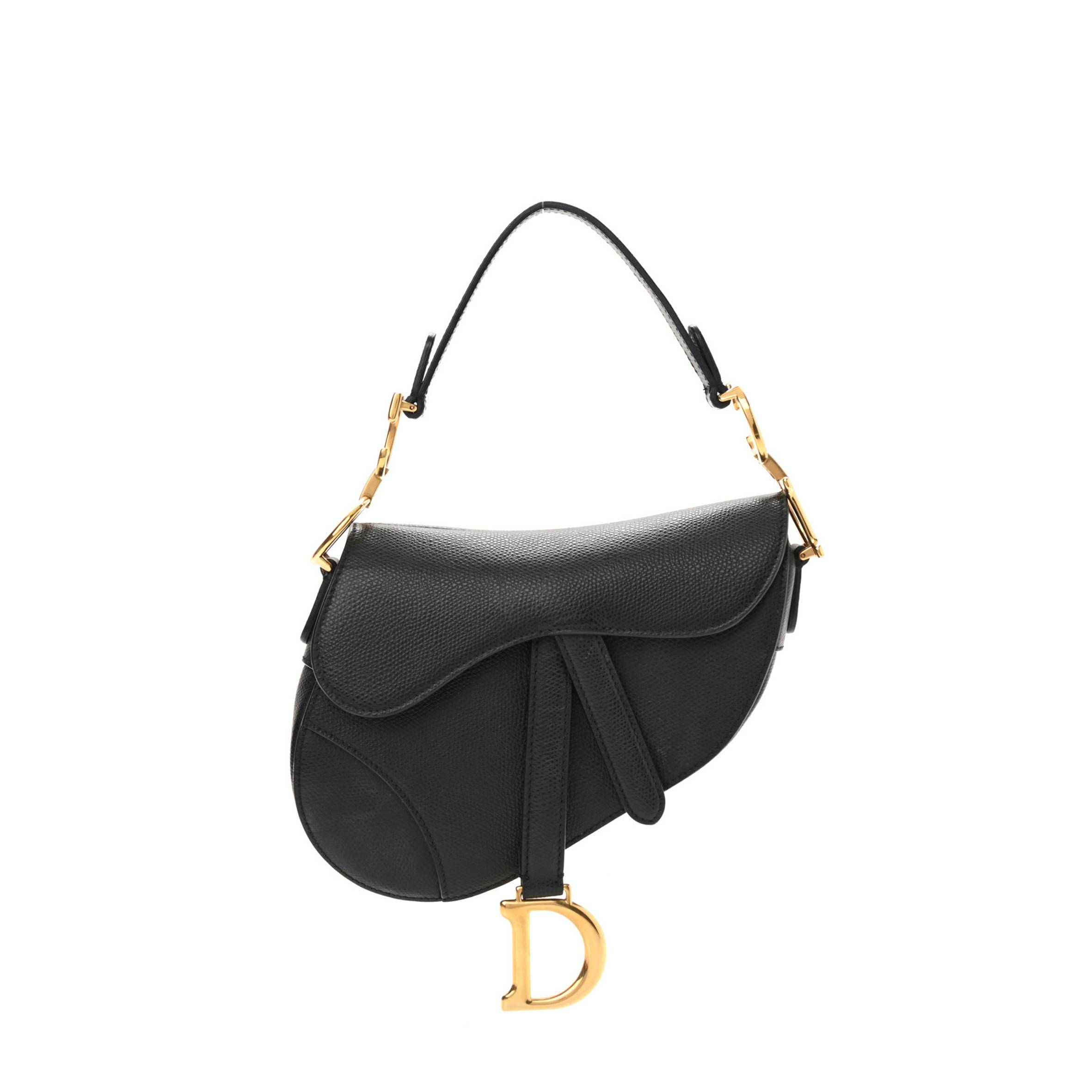 DIOR GRAINED CALFSKIN MINI SADDLE BAG BLACK (18*16*5.1cm)